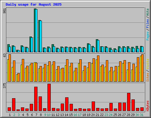 Daily usage for August 2025